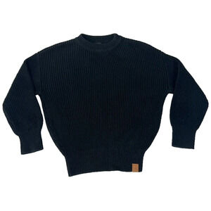 Little Bipsy Collection Sweater Kids Girl 8 Chunky Black Crew Neck Rib Knit